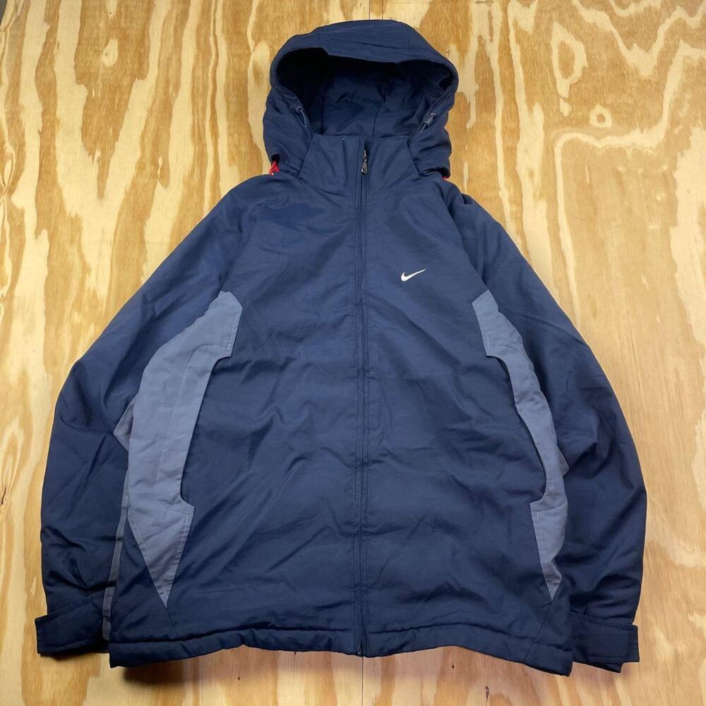 Vintage Y2K Nike Big Swoosh Puffer Jacket – Navy/Grey – Men’s M